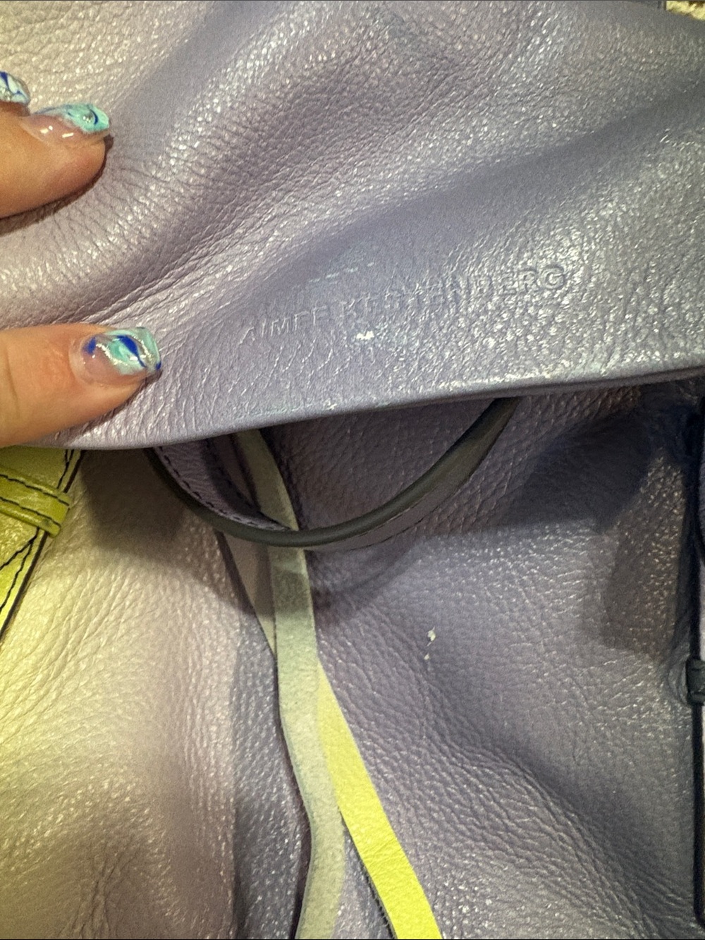 Aimee Kestenberg Lavender and Yellow Colorblock Leather Shoulder Bag - Picture 5 of 5
